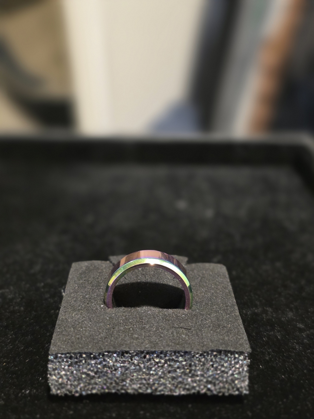 Iridescent Stainless Steel Ring Sz9.5